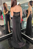 Mermaid Sweetheart Black Sheer Lace Corset Long Prom Dress TP1261-Tirdress