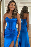 Mermaid Sweetheart Royal Blue Corset Prom Dress with Split TP1285-Tirdress