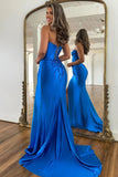 Mermaid Sweetheart Royal Blue Corset Prom Dress with Split TP1285-Tirdress