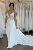 Mermaid/Trumpet Straps Appliques Bohemian Pluse Size Wedding Dress TN375