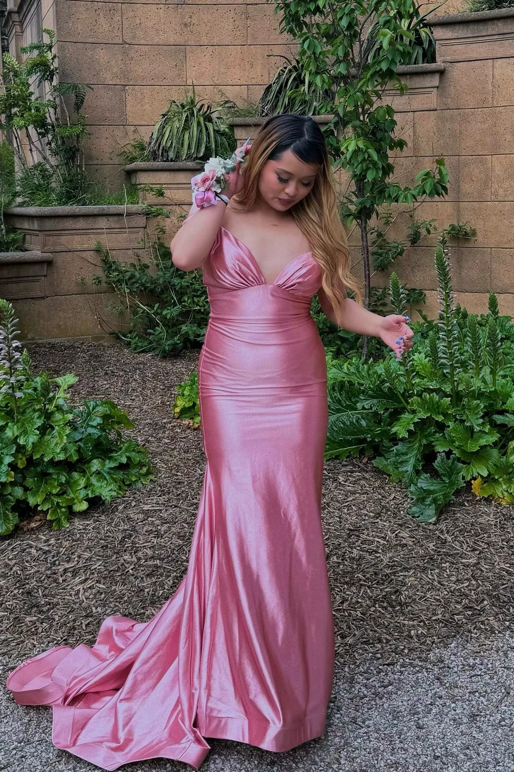 pink ruched satin dress Hot Pink Maxi Dress - Back Cutout Dress - Ruched Maxi Dress