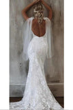Mermaid V Neck Bohemian Wedding Dress Court Train Bridal Gown TD0025-Tirdress