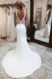 Mermaid White Long Boho Wedding Dress with Court Train TD0018-Tirdress
