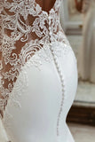 Mermaid White Long Boho Wedding Dress with Court Train TD0018-Tirdress