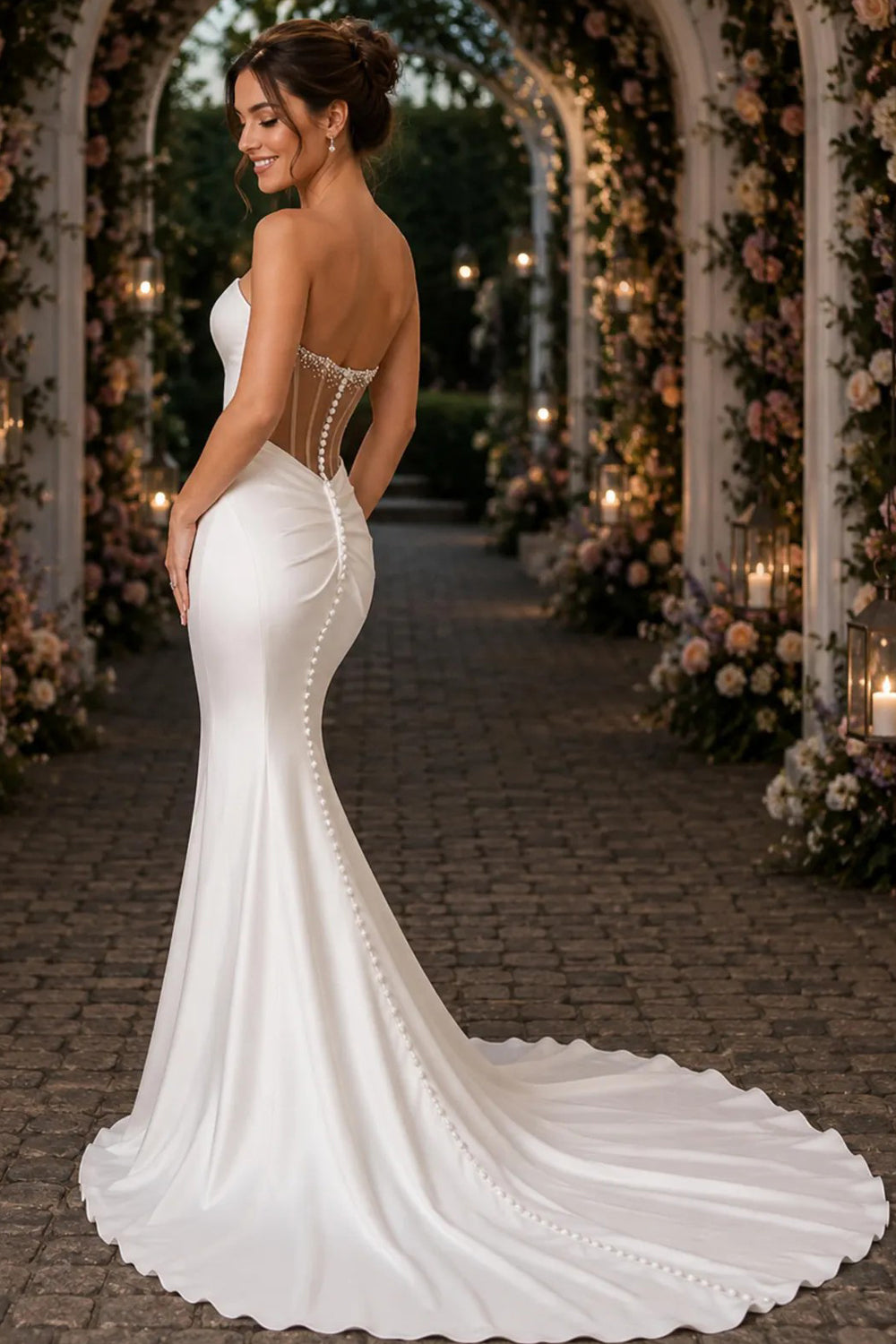 Minimalist Satin Wedding Dress Strapless Mermaid Bridal Gown – Tirdress