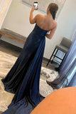 Navy Blue Sweetheart Sheath Long Prom Dress Party Dresses TP1253-Tirdress