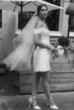 Off The Shoulder Satin Cowl Neck Simple Short Wedding Dress TD0019-Tirdress