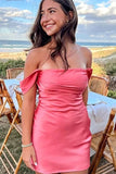 Off the Shoulder Short Blue Coral Homecoming Dress Party Dress