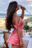 Off the Shoulder Short Blue Coral Homecoming Dress Party Dress