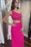 One Shoulder Royal Blue Appliques Cutout Long Prom Dress TP1424-Tirdress