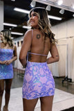 Open Back Short Prom Dress Purple Homecoming Dress TN417-Tirdress