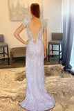 Pink Appliques Mermaid Prom Dress with Feathers TP1272-Tirdress