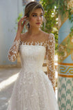 Princess A Line Long Sleeves Lace Appliques Bohemian Wedding Dress TN388-Tirdress