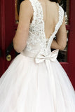 Princess Tulle Sweep Train Wedding Dress With Lace Applique-Tirdress