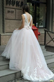 Princess Tulle Sweep Train Wedding Dress With Lace Applique-Tirdress