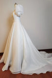 Puff Sleeve Square Neck Organza Corset Vintage Wedding Dress-Tirdress
