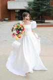 Puff Sleeve Square Neck Organza Corset Vintage Wedding Dress