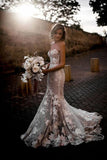 Romantic Mermaid Sweetheart Boho Wedding Dress Bridal Gown TD0020