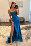 Royal Blue Strapless Mermaid Long Prom Dresses TP1282
