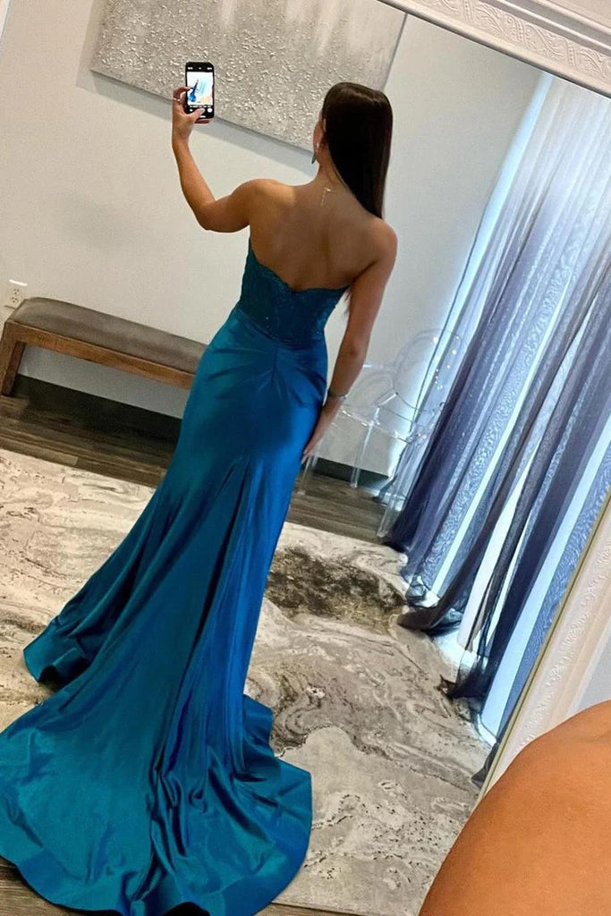 Royal Blue Strapless Mermaid Long Prom Dresses TP1282-Tirdress