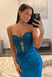 Royal Blue Strapless Mermaid Long Prom Dresses TP1282-Tirdress