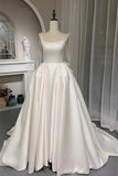 Satin Corset Simple Wedding Dress With Bow Modest Bridal Gown-Tirdress