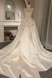 Satin Corset Simple Wedding Dress With Bow Modest Bridal Gown-Tirdress