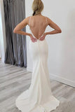 Satin Mermaid Open Back Beach Wedding Dresses Simple Bridal Gowns TN371-Tirdress