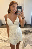 Sequins Sheath Spaghetti Straps Peacock Blue Homecoming Dress TN440-Tirdress