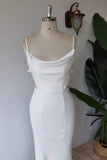 Simple Spaghetti Straps Satin Mermaid Ivory Wedding Dress Bridal Gown TN382-Tirdress