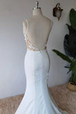 Simple Spaghetti Straps Satin Mermaid Ivory Wedding Dress Bridal Gown TN382-Tirdress