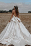 Simple Wedding Dress Romantic Big Bow Bohemian Bridal Gowns-Tirdress