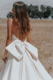 Simple Wedding Dress Romantic Big Bow Bohemian Bridal Gowns-Tirdress