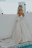 Simple Wedding Dress Romantic Big Bow Bohemian Bridal Gowns-Tirdress