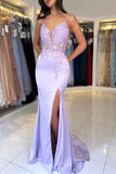 Spaghetti Straps Applique Mermaid Black Prom Dress Formal Gown TP1420-Tirdress