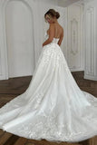 Spaghetti Straps High Waist A-Line Lace Beach Wedding Dress-Tirdress
