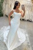 Spaghetti Straps Lace Beach Mermaid Court Train Wedding Dress Bridal Gown TN364