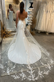 Spaghetti Straps Lace Beach Mermaid Court Train Wedding Dress Bridal Gown TN364-Tirdress