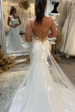 Spaghetti Straps Lace Beach Mermaid Court Train Wedding Dress Bridal Gown TN364-Tirdress