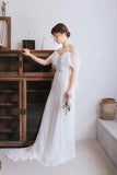 Spaghetti Straps Lace Beach Wedding Dress Boho Bridal Gown TN118-Tirdress