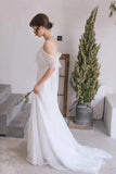 Spaghetti Straps Lace Beach Wedding Dress Boho Bridal Gown TN118-Tirdress