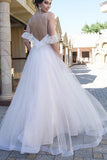 Spaghetti Straps Lace Dropped Sleeves Tulle Beach Wedding Dress TN117-Tirdress