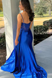 Spaghetti Straps Sweetheart Pleated Royal Blue Prom Dress TP1426-Tirdress