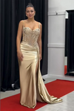 Spaghetti Mermaid Straps Silver Corset Long Prom Dress TP1370-Tirdress