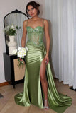 Spaghetti Mermaid Straps Silver Corset Long Prom Dress TP1370-Tirdress
