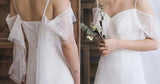 Spaghetti Straps Lace Beach Wedding Dress Boho Bridal Gown TN118-Tirdress