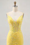 Sparkly Corset Tight Short Floral Yellow Homecoming Dress Party Dress-Tirdress