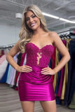 Sparkly Fuchsia Strapless Beaded Appliques Homecoming Dress TN432-Tirdress