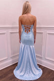 Sparkly Sequin Light Blue Sweetheart Long Prom Dress Party Dress-Tirdress