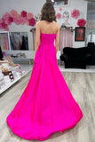 Strapless Ruched Maxi Magenta Prom Dress Formal Gowns TP1300-Tirdress